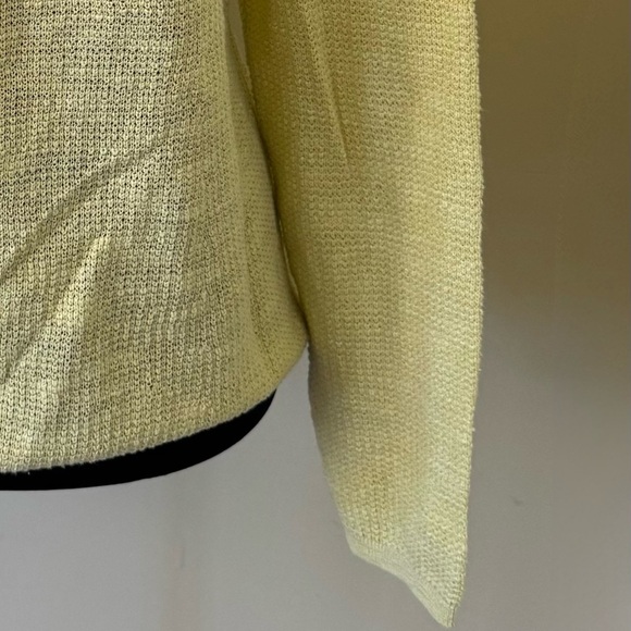 Eileen Fisher Organic Linen & Cotton Blend V-Neck Sweater, Light Yellow,Size XXS - Picture 8 of 11